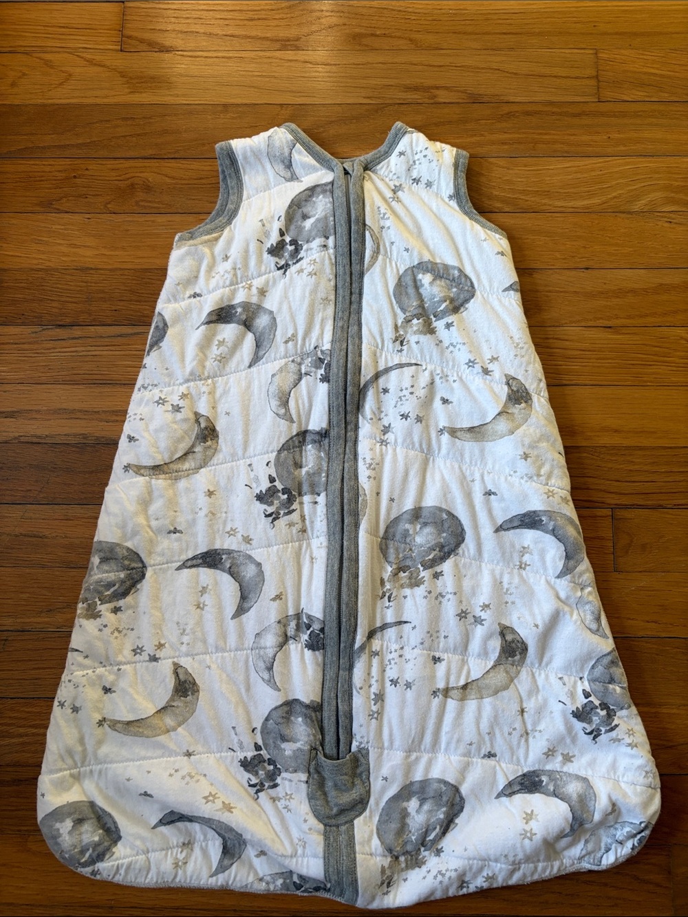 Sleeveless Moon & Stars Sleep Sack Dress - White and Gray